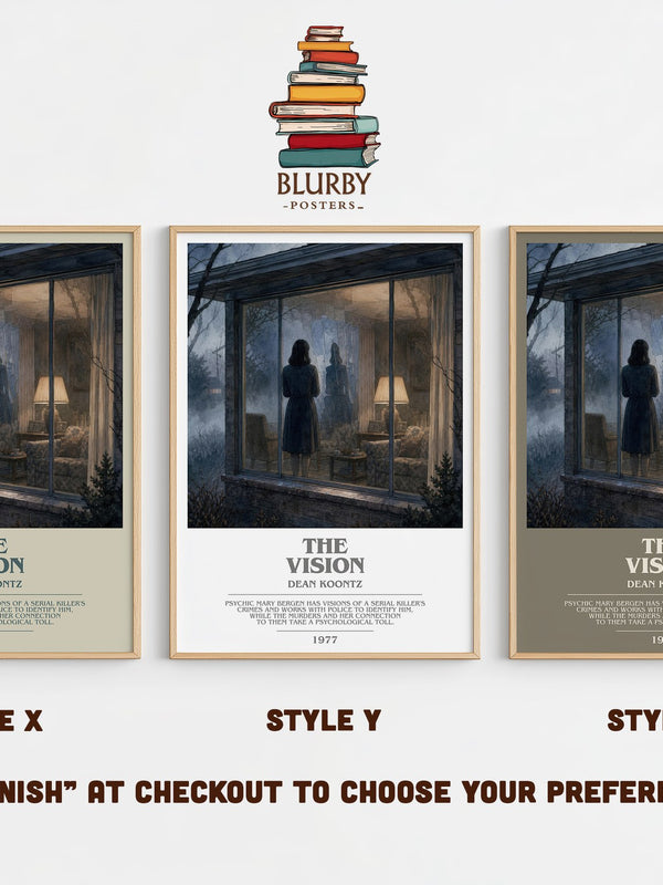 The Vision bookish print in frame leaning in hallway – thriller wall art