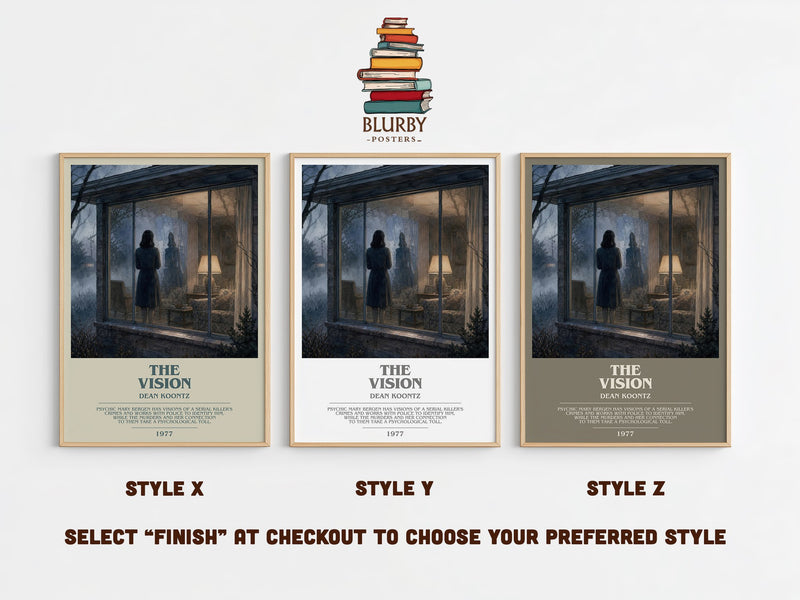 The Vision bookish print in frame leaning in hallway – thriller wall art