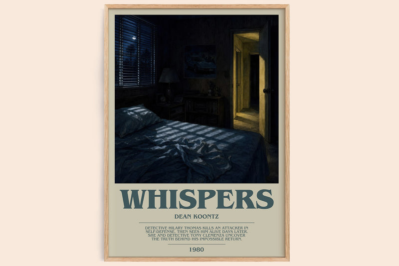 Whispers bookish book poster by Dean Koontz – framed literary art print