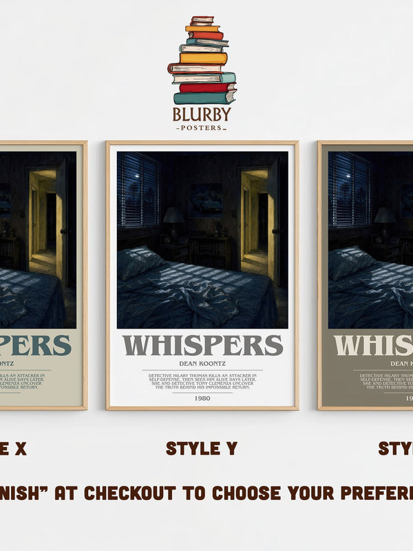 Whispers bookish print in frame leaning in hallway – horror wall art