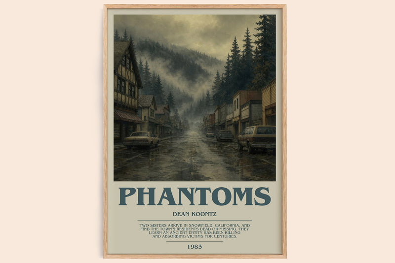 Phantoms bookish book poster by Dean Koontz – framed literary art print