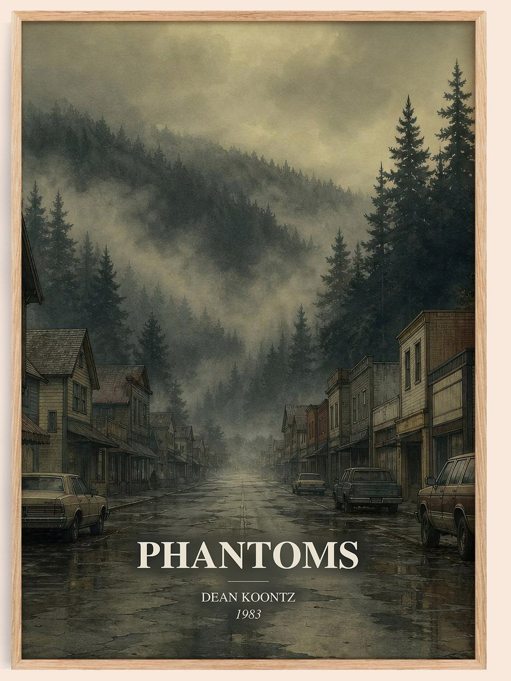 Phantoms watercolour book poster by Dean Koontz – framed literary art print