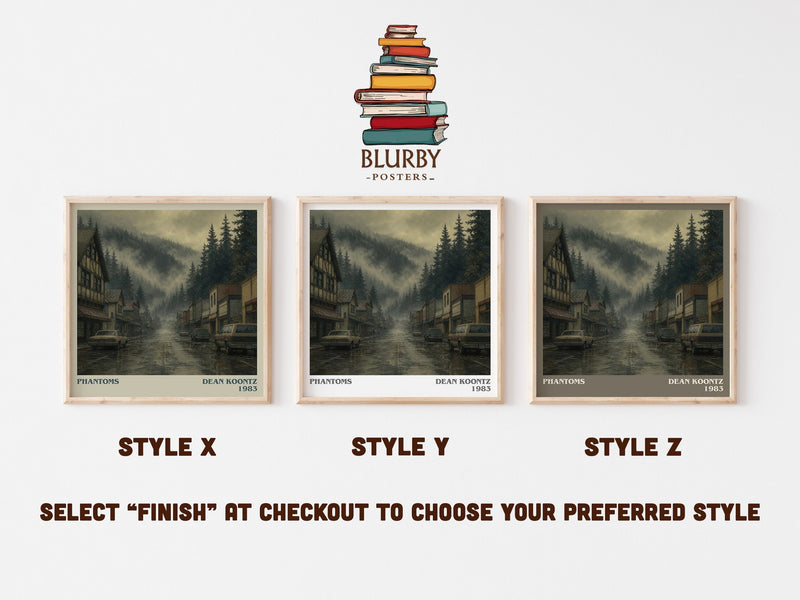 Phantoms literary print in frame leaning in hallway – horror wall art