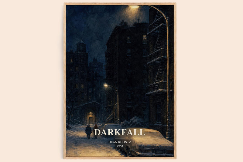 Darkfall watercolour book poster by Dean Koontz – framed literary art print