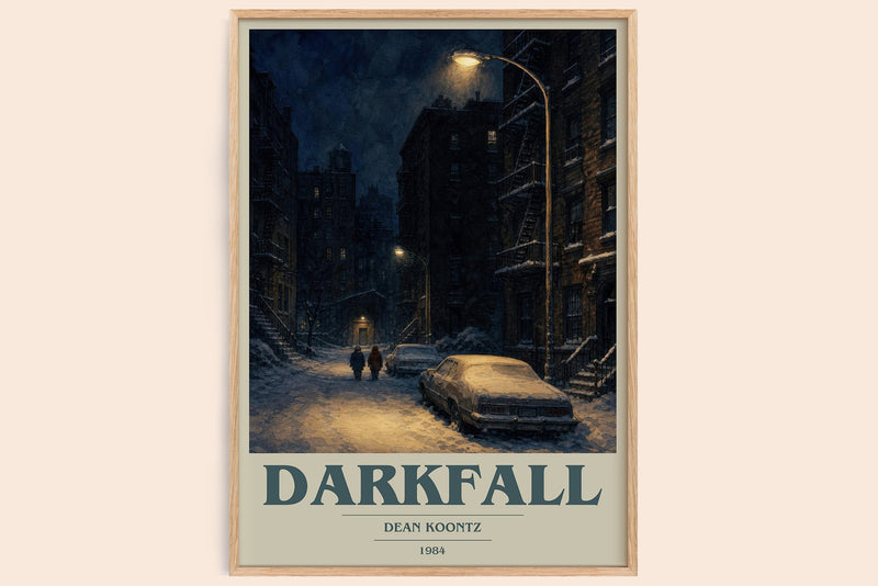 Darkfall book cover book poster by Dean Koontz – framed literary art print