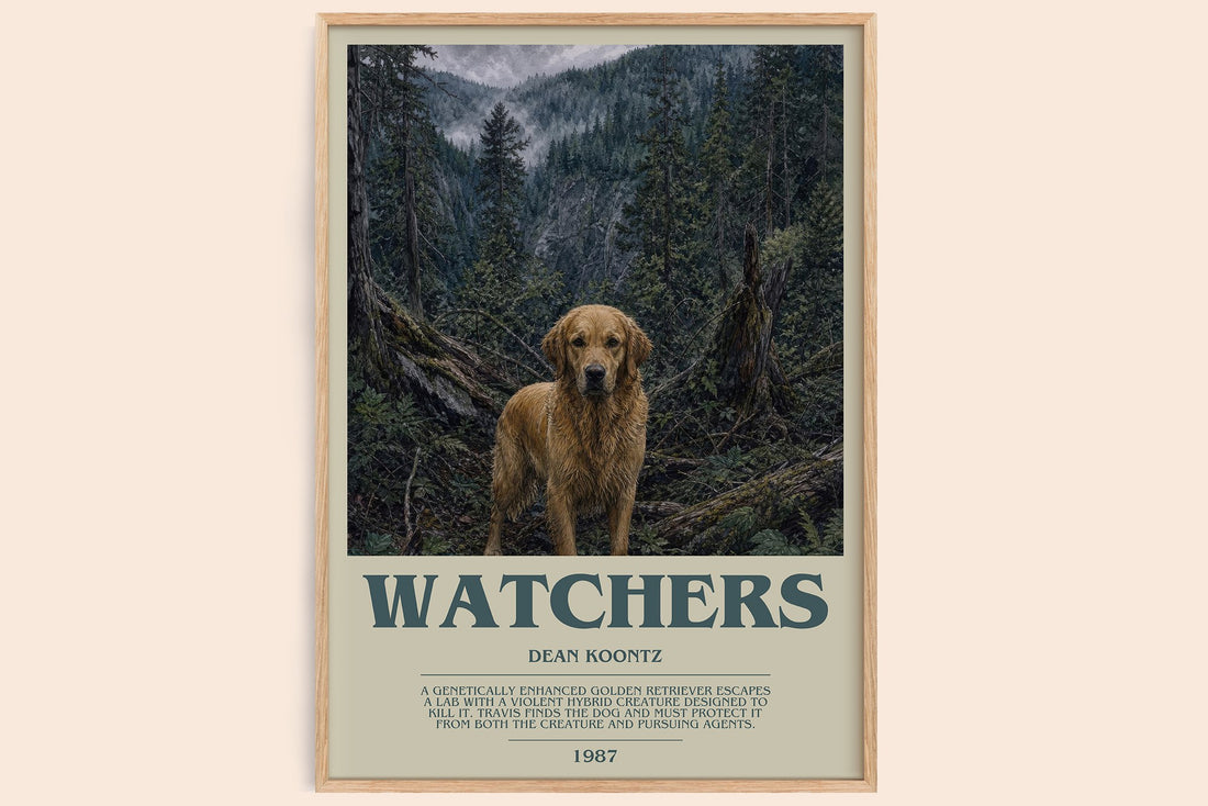 Watchers bookish book poster by Dean Koontz – framed literary art print
