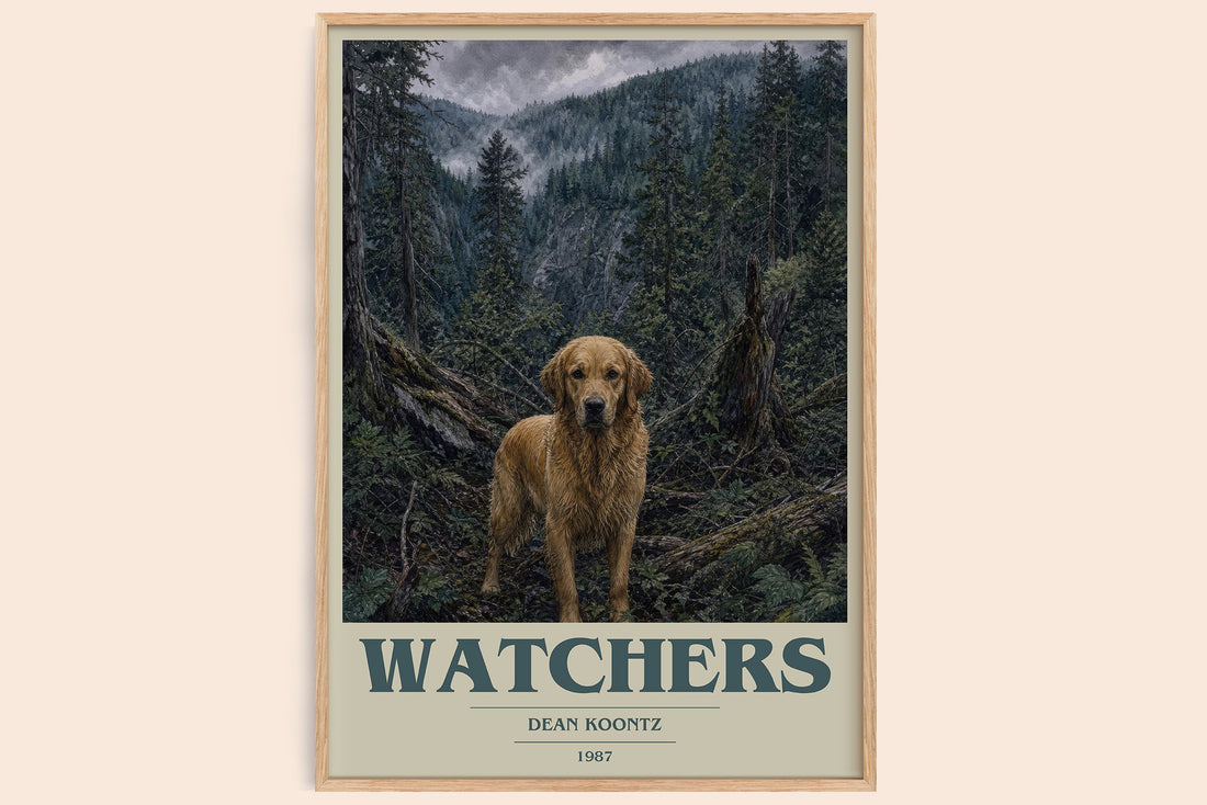 Watchers book cover book poster by Dean Koontz – framed literary art print
