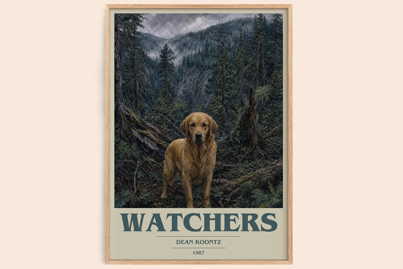 Watchers book cover book poster by Dean Koontz – framed literary art print