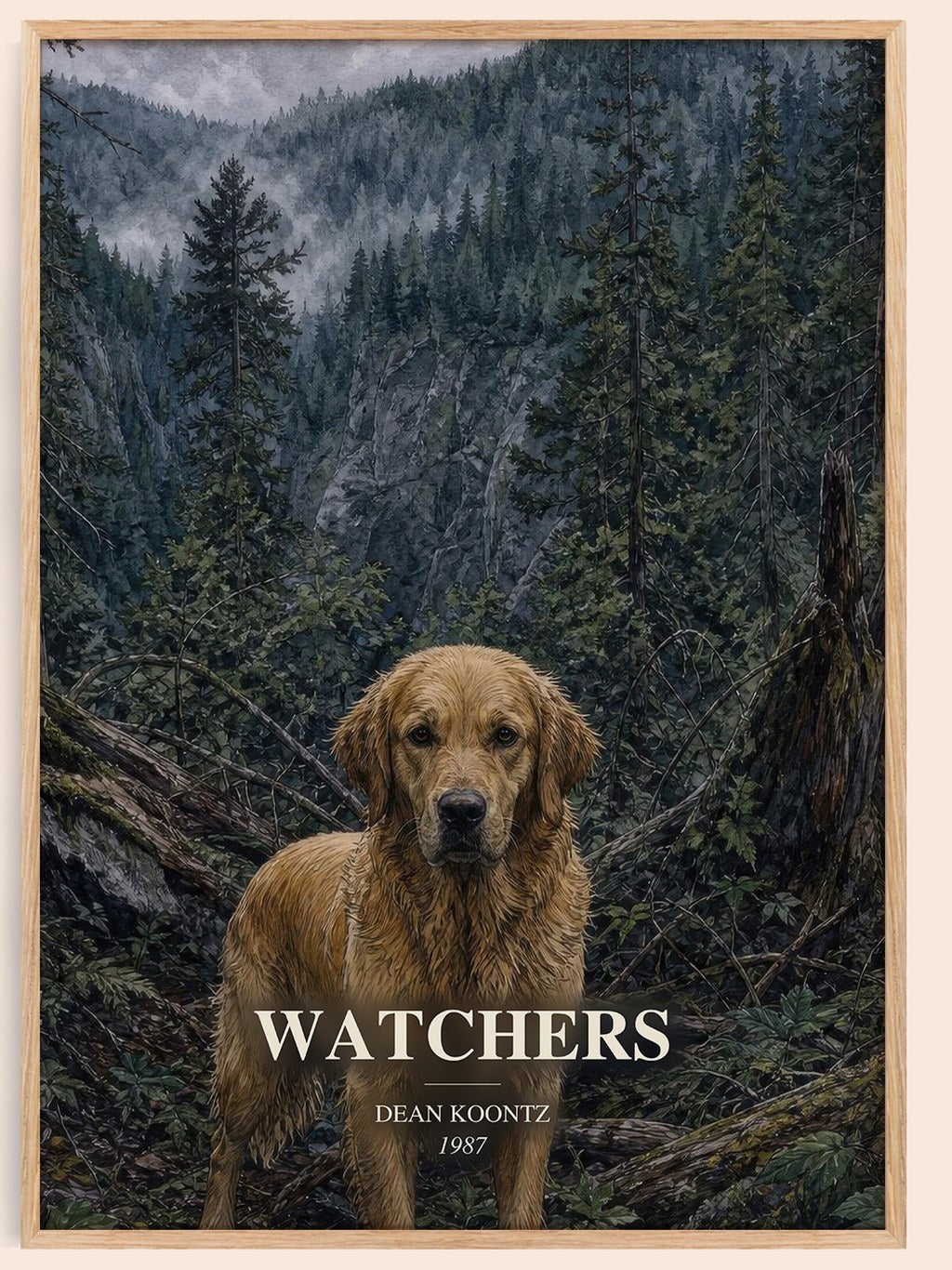 Watchers watercolour book poster by Dean Koontz – framed literary art print