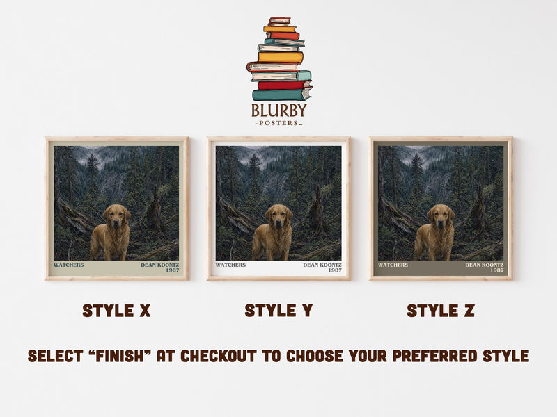 Watchers literary print in frame leaning in hallway – thriller wall art
