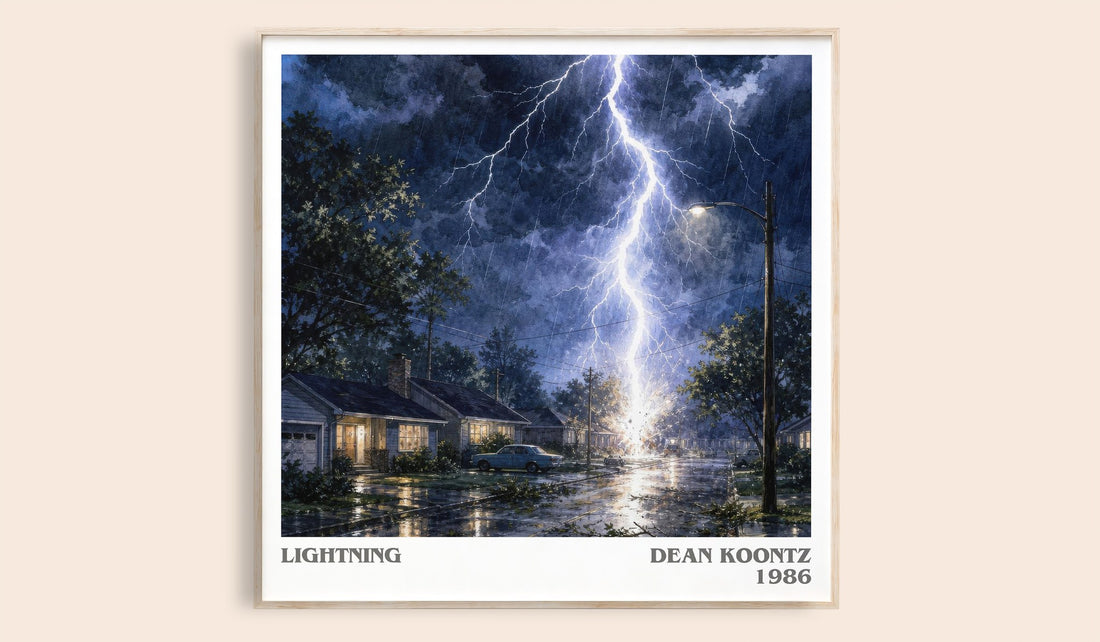 Lightning literary book poster by Dean Koontz – framed literary art print