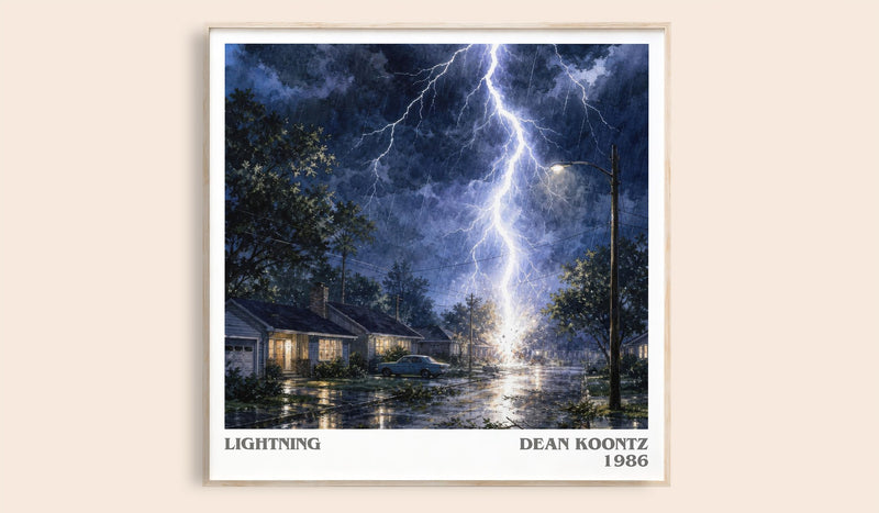 Lightning literary book poster by Dean Koontz – framed literary art print