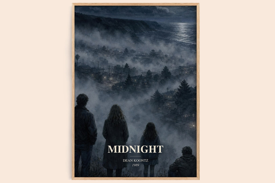 Midnight watercolour book poster by Dean Koontz – framed literary art print