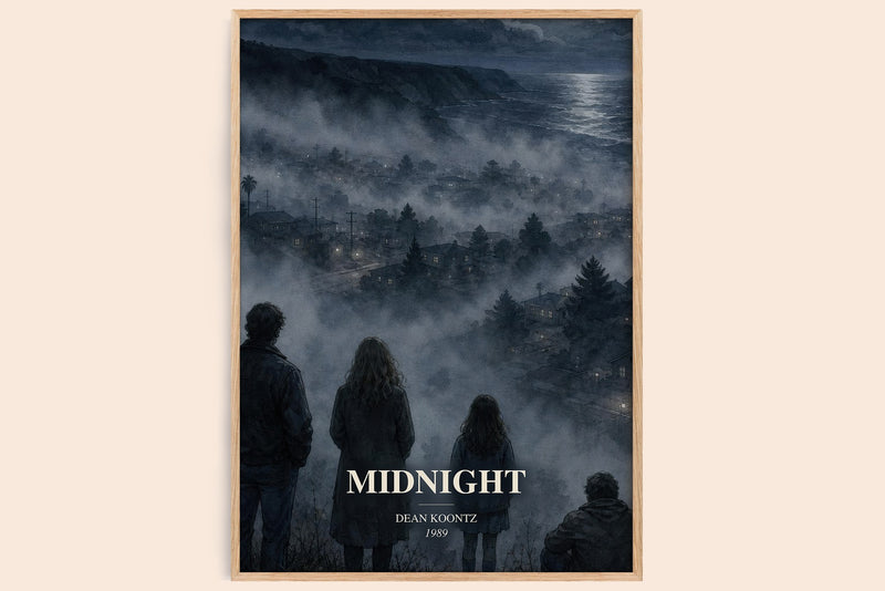 Midnight watercolour book poster by Dean Koontz – framed literary art print