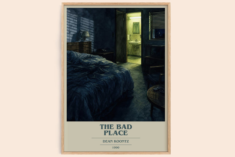 The Bad Place book cover book poster by Dean Koontz – framed literary art print
