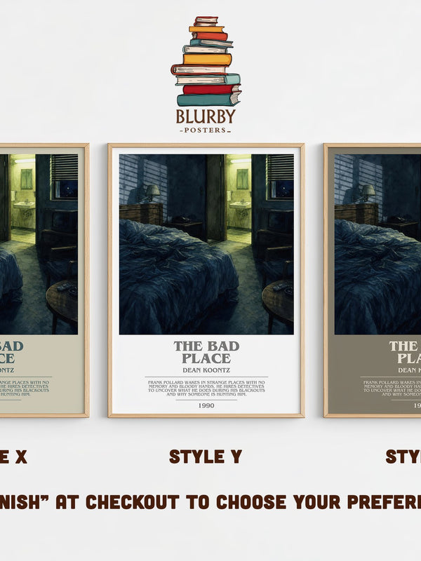 The Bad Place bookish print in frame leaning in hallway – horror wall art