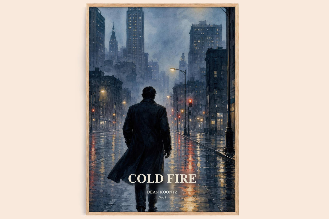 Cold Fire watercolour book poster by Dean Koontz – framed literary art print