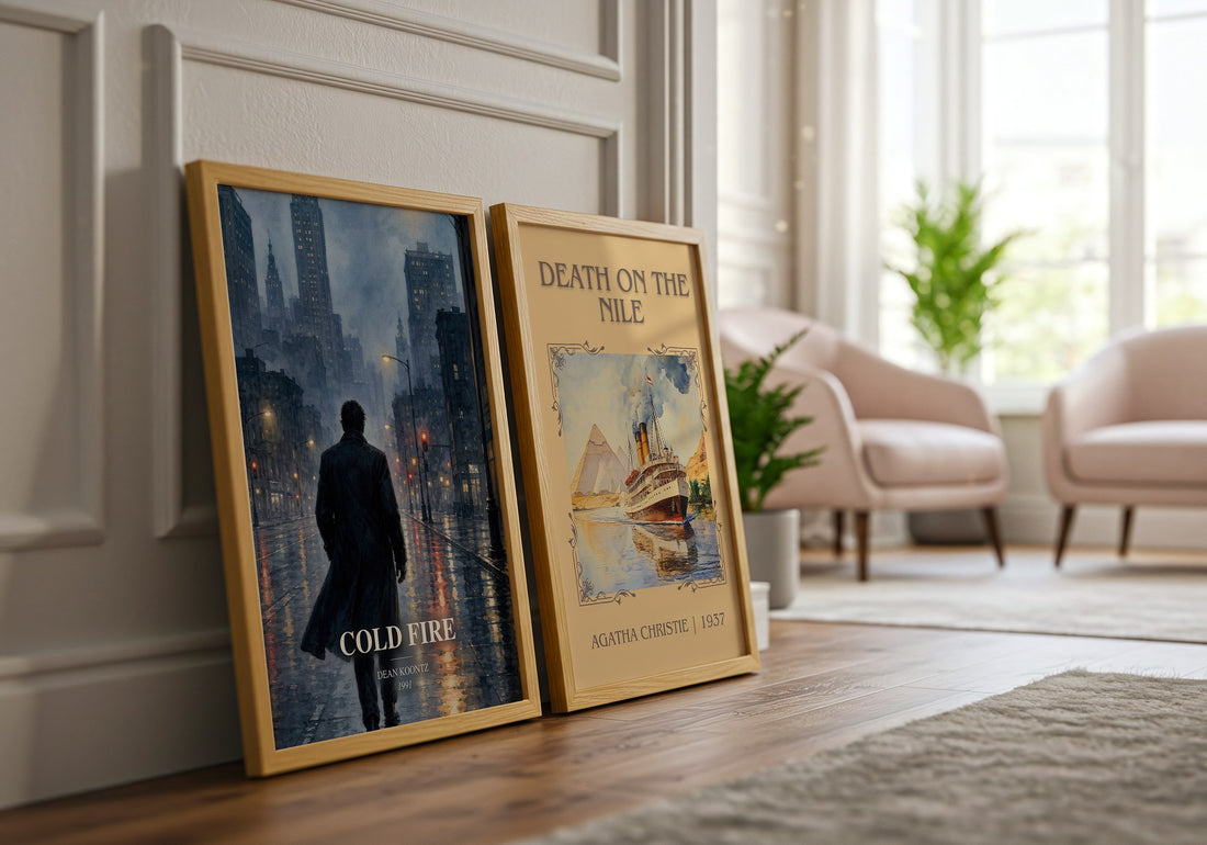 Cold Fire watercolour print framed by window – literary home decor