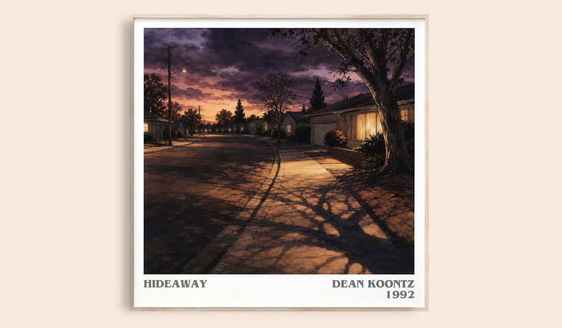 Hideaway literary book poster by Dean Koontz – framed literary art print