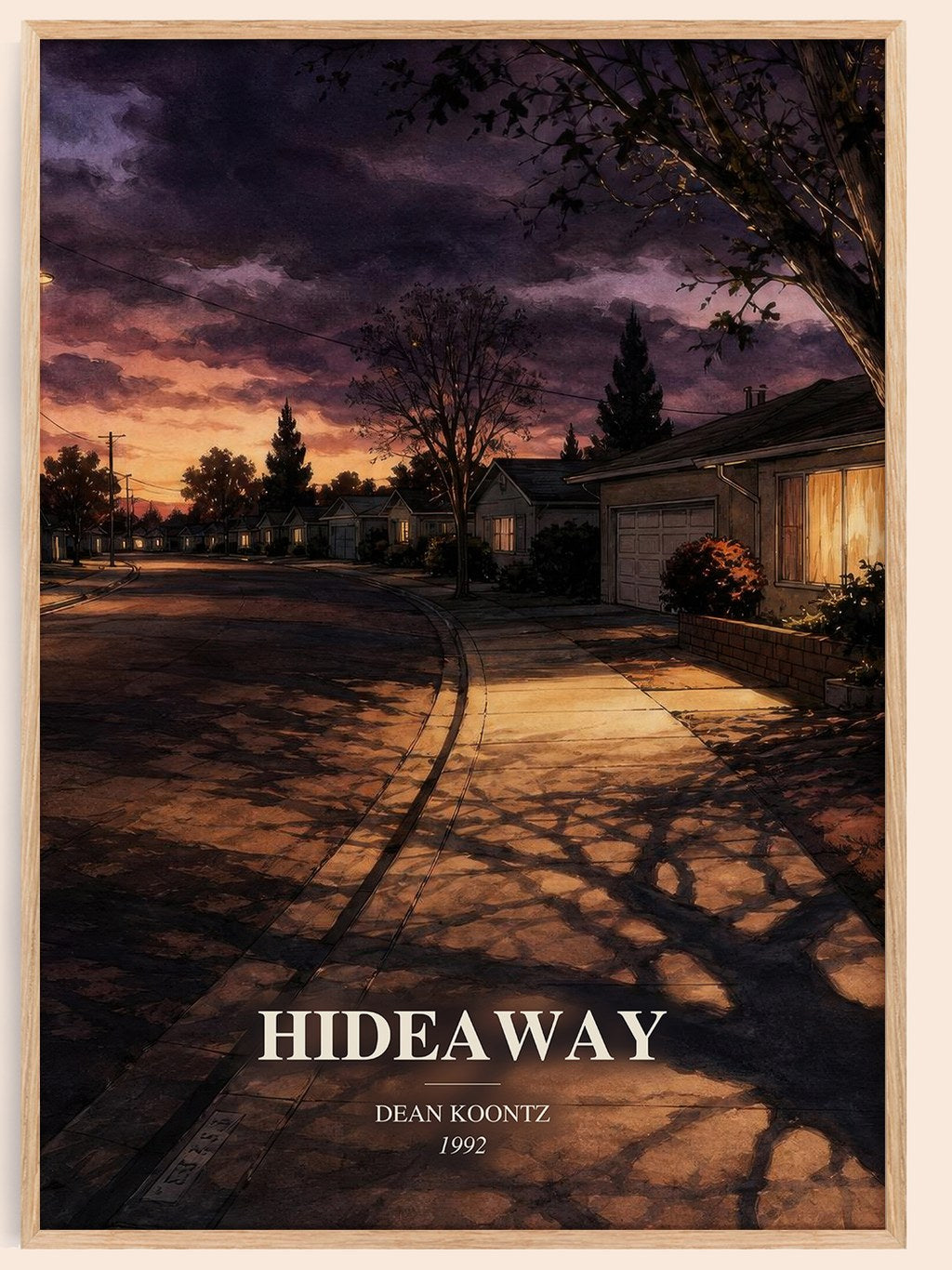 Hideaway watercolour book poster by Dean Koontz – framed literary art print
