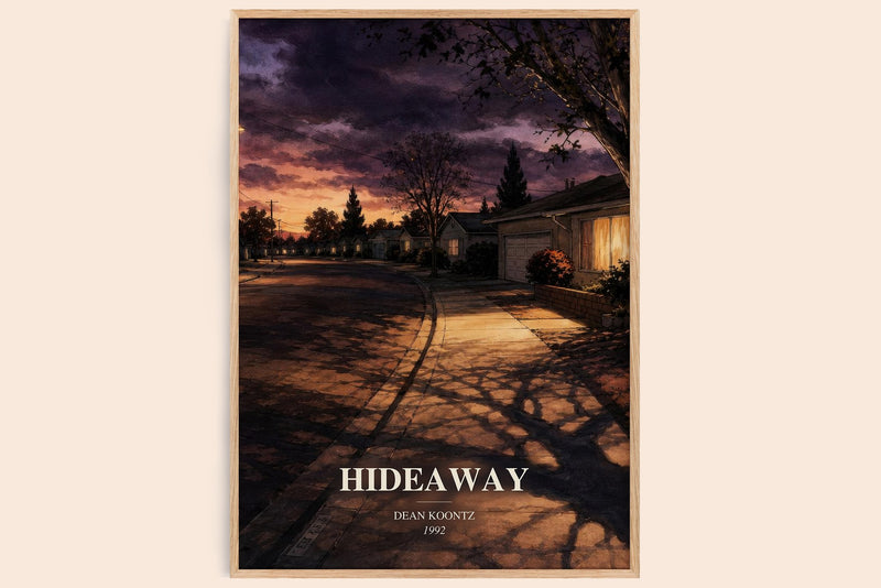 Hideaway watercolour book poster by Dean Koontz – framed literary art print