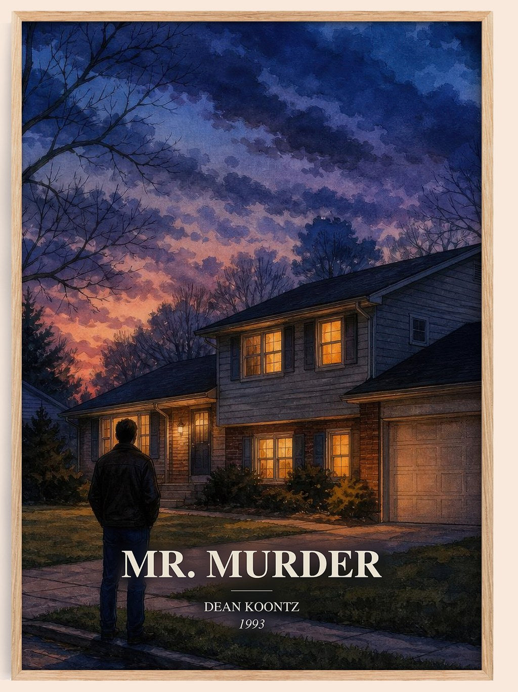 Mr. Murder watercolour book poster by Dean Koontz – framed literary art print