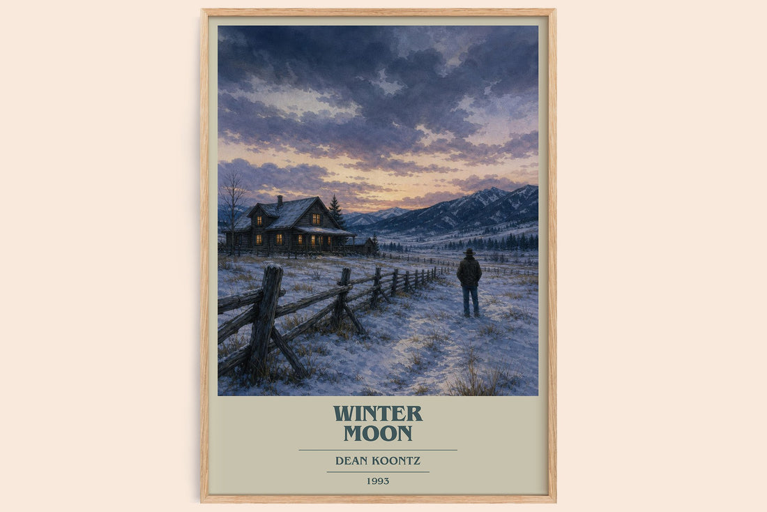 Winter Moon book cover book poster by Dean Koontz – framed literary art print
