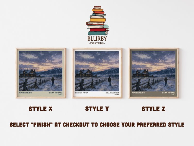 Winter Moon literary print in frame leaning in hallway – horror wall art