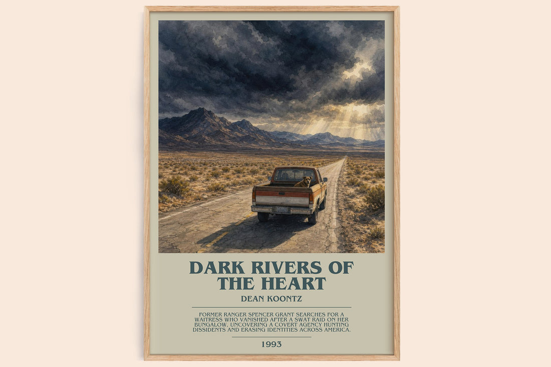 Dark Rivers of the Heart bookish book poster by Dean Koontz – framed literary art print
