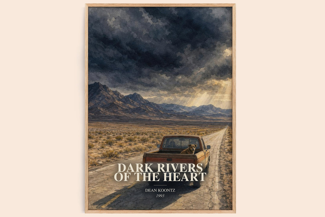 Dark Rivers of the Heart watercolour book poster by Dean Koontz – framed literary art print