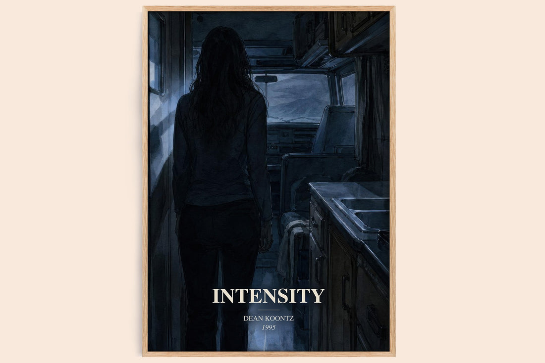 Intensity watercolour book poster by Dean Koontz – framed literary art print