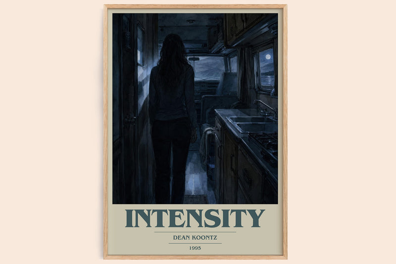 Intensity book cover book poster by Dean Koontz – framed literary art print
