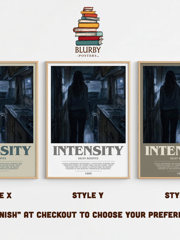 Intensity bookish print in frame leaning in hallway – thriller wall art