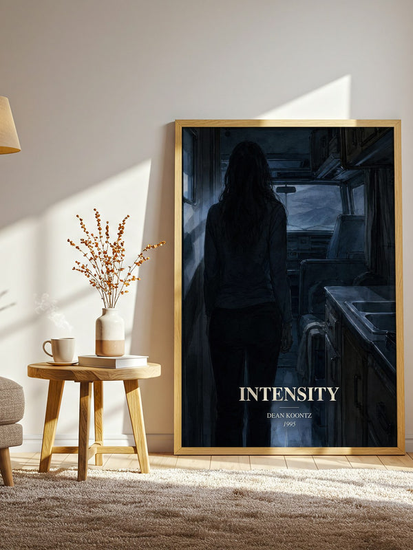 Intensity watercolour print in frame leaning in hallway – thriller wall art
