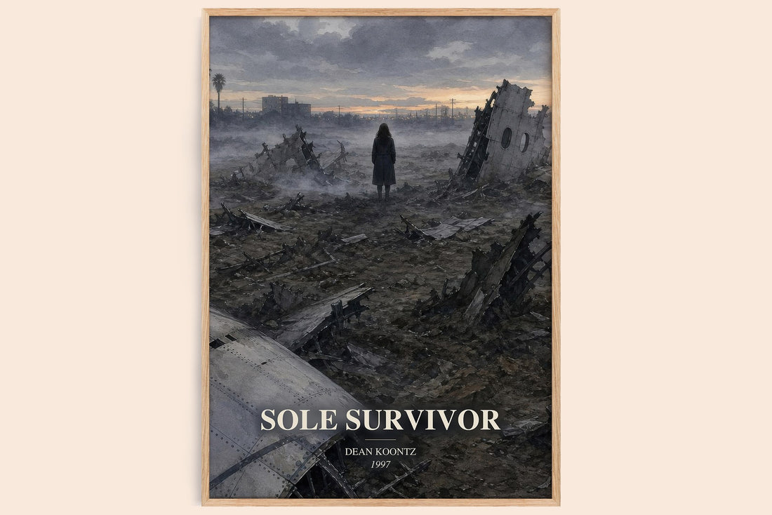 Sole Survivor watercolour book poster by Dean Koontz – framed literary art print