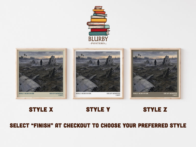 Sole Survivor literary print in frame leaning in hallway – thriller wall art