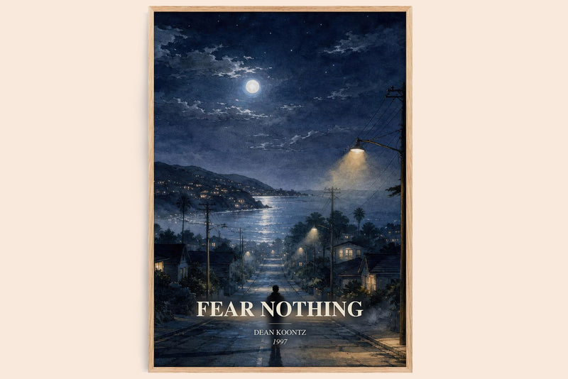 Fear Nothing watercolour book poster by Dean Koontz – framed literary art print