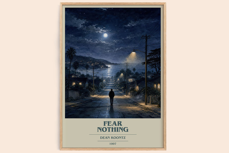 Fear Nothing book cover book poster by Dean Koontz – framed literary art print