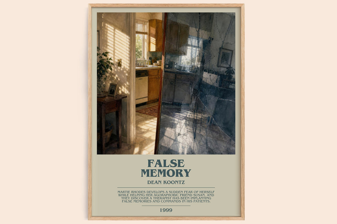 False Memory bookish book poster by Dean Koontz – framed literary art print