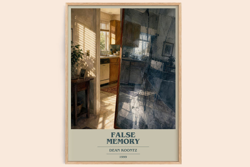 False Memory book cover book poster by Dean Koontz – framed literary art print