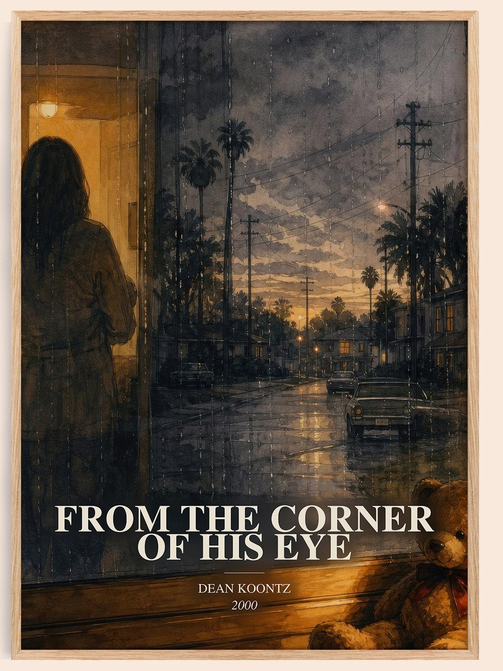 From the Corner of His Eye watercolour book poster by Dean Koontz – framed literary art print