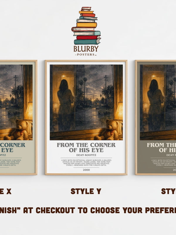 From the Corner of His Eye bookish print in frame leaning in hallway – thriller wall art