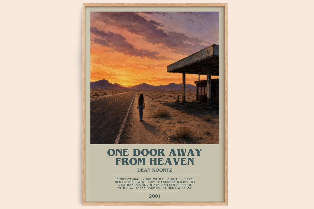 One Door Away from Heaven bookish book poster by Dean Koontz – framed literary art print