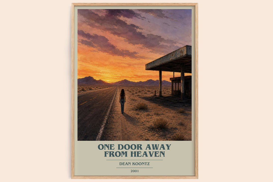 One Door Away from Heaven book cover book poster by Dean Koontz – framed literary art print