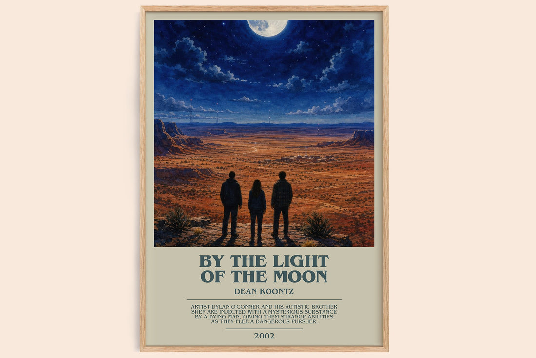 By the Light of the Moon bookish book poster by Dean Koontz – framed literary art print