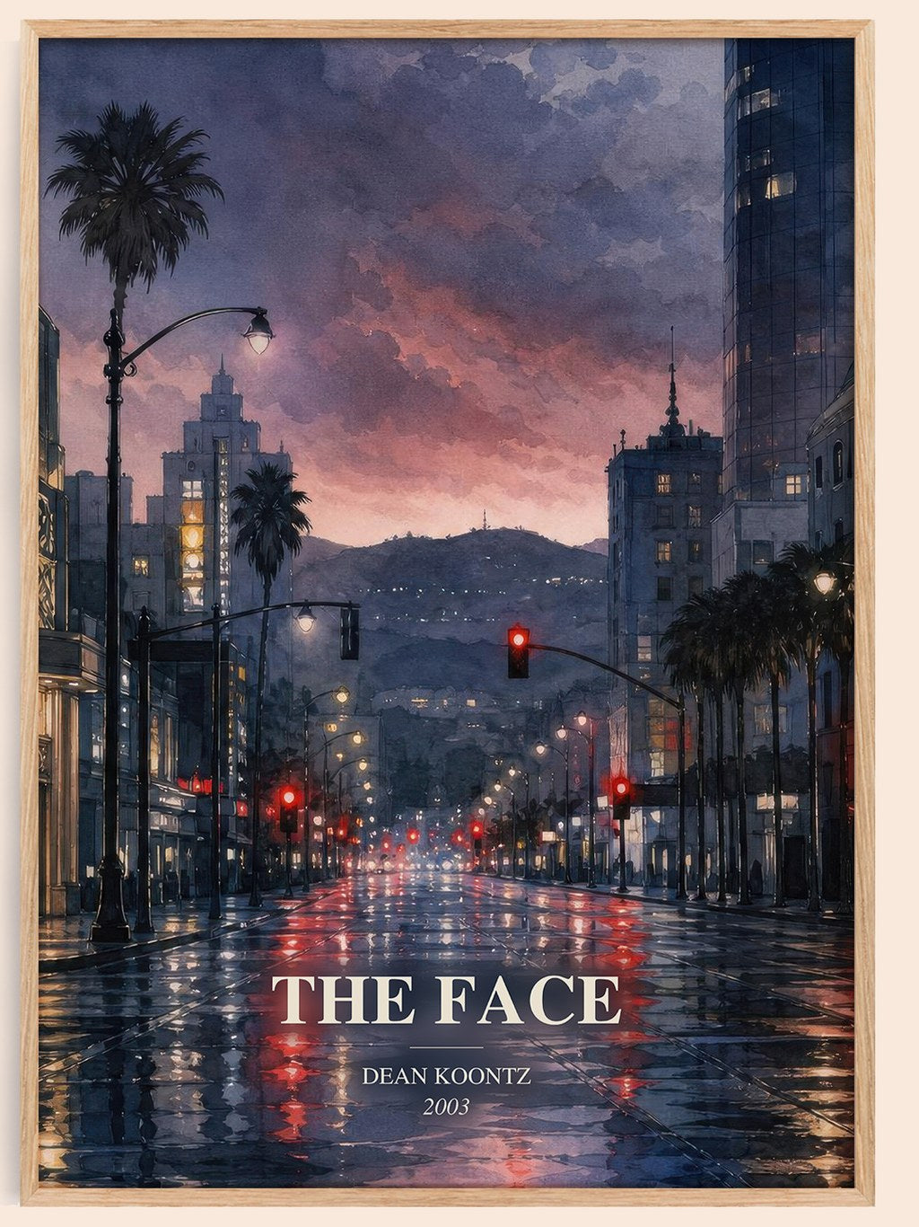 The Face watercolour book poster by Dean Koontz – framed literary art print