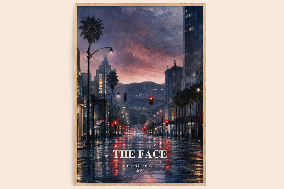The Face watercolour book poster by Dean Koontz – framed literary art print