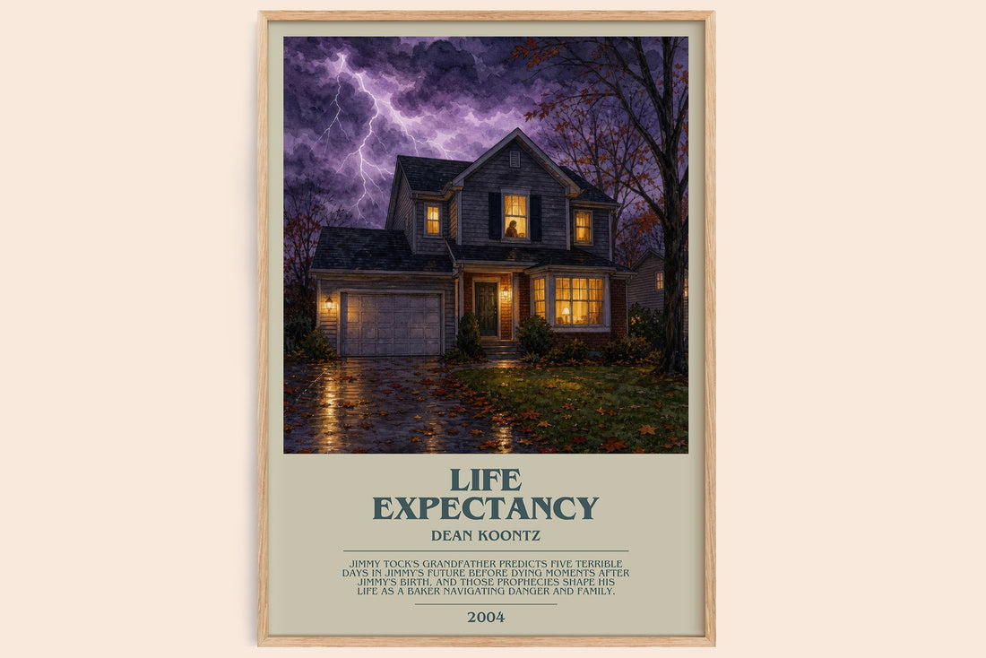 Life Expectancy bookish book poster by Dean Koontz – framed literary art print