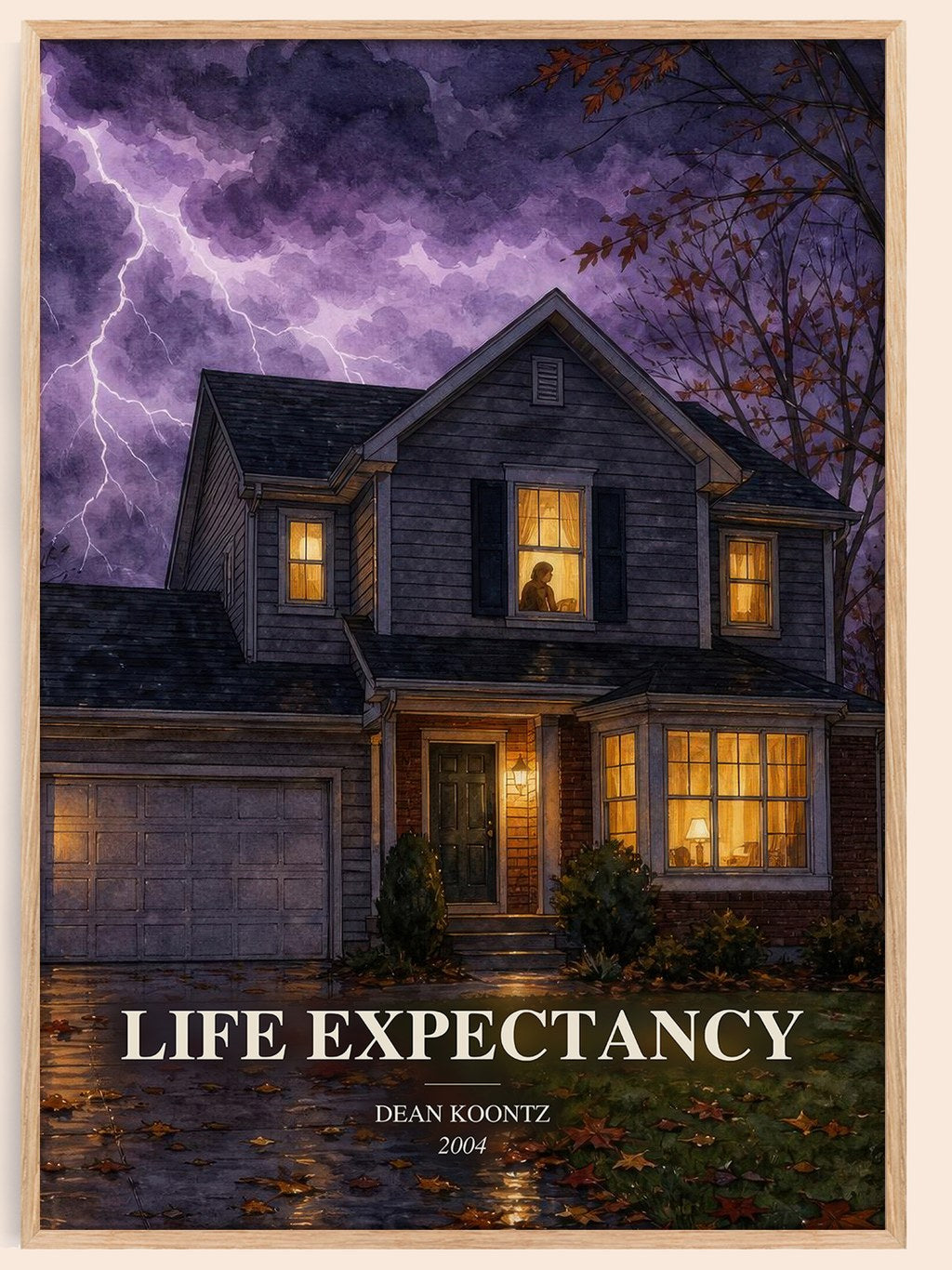 Life Expectancy watercolour book poster by Dean Koontz – framed literary art print