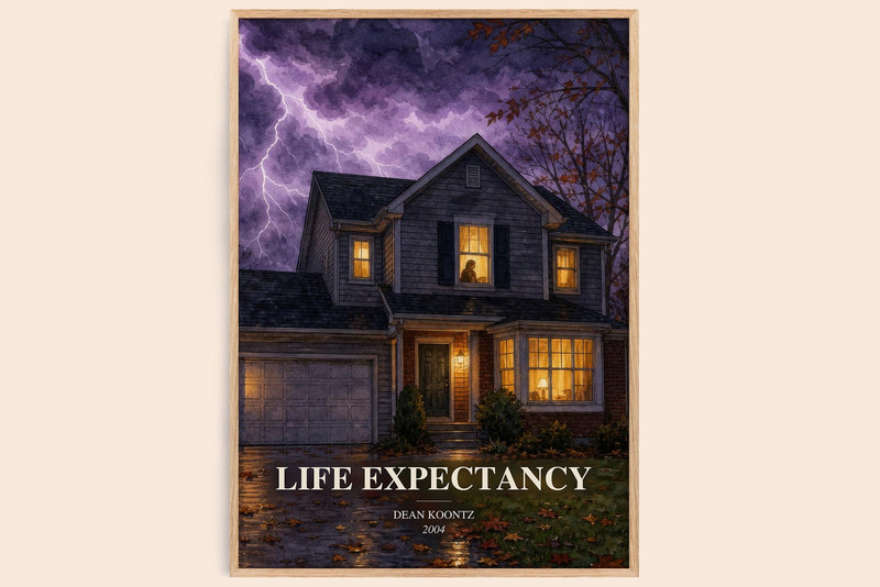 Life Expectancy watercolour book poster by Dean Koontz – framed literary art print